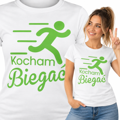 KOSZULKA ŚMIESZNA DAMSKA KOCHAM BIEGAC